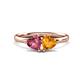 1 - Francesca 1.48 ctw Heart Shape (6.00 mm) Pink Tourmaline & Citrine Toi Et Moi Engagement Ring 