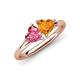 4 - Francesca 1.48 ctw Heart Shape (6.00 mm) Pink Tourmaline & Citrine Toi Et Moi Engagement Ring 