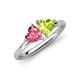 4 - Francesca 1.75 ctw Heart Shape (6.00 mm) Pink Tourmaline & Peridot Toi Et Moi Engagement Ring 