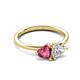 3 - Francesca 1.50 ctw Heart Shape (6.00 mm) Pink Tourmaline & Moissanite Toi Et Moi Engagement Ring 
