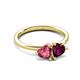 3 - Francesca 1.90 ctw Heart Shape (6.00 mm) Pink Tourmaline & Rhodolite Garnet Toi Et Moi Engagement Ring 