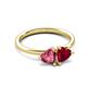 3 - Francesca 1.60 ctw Heart Shape (6.00 mm) Pink Tourmaline & Lab Created Ruby Toi Et Moi Engagement Ring 