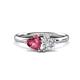 1 - Francesca 1.50 ctw Heart Shape (6.00 mm) Pink Tourmaline & Moissanite Toi Et Moi Engagement Ring 