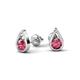 1 - Tasha 0.40 ctw (4.00 mm) Round Pink Tourmaline Tear Drop Solitaire Women Stud Earrings 