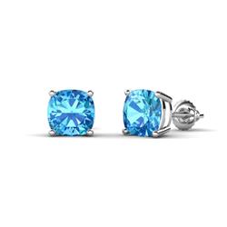Alida ctw Cushion Shape Blue Topaz Solitaire Women Stud Earrings ctw Cushion Shape Blue Topaz Solitaire Women Prong set Stud Earrings in K White Gold