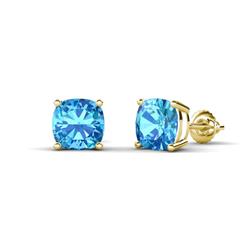 Alida ctw Cushion Shape Blue Topaz Solitaire Women Stud Earrings ctw Cushion Shape Blue Topaz Solitaire Women Prong set Stud Earrings in K Yellow Gold
