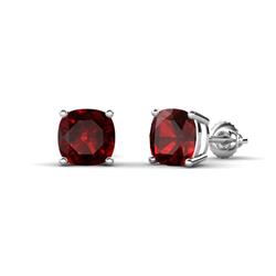 Alida ctw Cushion Shape Red Garnet Solitaire Women Stud Earrings ctw Cushion Shape Red Garnet Solitaire Women Prong set Stud Earrings in K White Gold