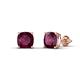 1 - Alida 2.40 ctw (6.00 mm) Cushion Shape Rhodolite Garnet Solitaire Women Stud Earrings 