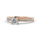 1 - Aleen IGI Certified 0.98 ctw Lab Grown Diamond Round (6.00 mm) & Natural Diamond Round (1.30 mm) Milgrain Work Women Engagement Ring  