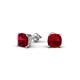 2 - Alida 1.62 ctw (5.00 mm) Cushion Shape Lab Created Ruby Solitaire Women Stud Earrings 