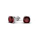 2 - Alida 1.50 ctw (5.00 mm) Cushion Shape Red Garnet Solitaire Women Stud Earrings 