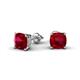 3 - Alida 2.66 ctw (6.00 mm) Cushion Shape Lab Created Ruby Solitaire Women Stud Earrings 
