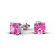 3 - Alida 2.60 ctw (6.00 mm) Cushion Shape Lab Created Pink Sapphire Solitaire Women Stud Earrings 