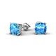 3 - Alida 2.50 ctw (6.00 mm) Cushion Shape Blue Topaz Solitaire Women Stud Earrings 