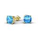 3 - Alida 2.50 ctw (6.00 mm) Cushion Shape Blue Topaz Solitaire Women Stud Earrings 