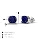 5 - Alida 2.66 ctw (6.00 mm) Cushion Shape Lab Created Blue Sapphire Solitaire Women Stud Earrings 
