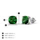 5 - Alida 1.80 ctw (6.00 mm) Cushion Shape Lab Created Emerald Solitaire Women Stud Earrings 