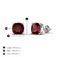 5 - Alida 2.40 ctw (6.00 mm) Cushion Shape Red Garnet Solitaire Women Stud Earrings 