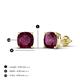 5 - Alida 2.40 ctw (6.00 mm) Cushion Shape Rhodolite Garnet Solitaire Women Stud Earrings 