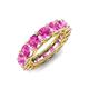 3 - Luna 7.04 ctw (4.00 mm) Cushion Shape Lab Created Pink Sapphire U Prong Eternity Band 