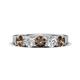 1 - Wenda 1.21 ctw (4.00 mm) Round Smoky Quartz & Natural Diamond Side Gallery 5 Stone Wedding Band 
