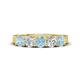 1 - Wenda 1.10 ctw (4.00 mm) Round Aquamarine & Natural Diamond Side Gallery 5 Stone Wedding Band 