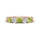1 - Wenda 1.45 ctw (4.00 mm) Round Peridot & Natural Diamond Side Gallery 5 Stone Wedding Band 