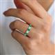 2 - Wenda 1.10 ctw (4.00 mm) Round Emerald & Natural Diamond Side Gallery 5 Stone Wedding Band 