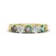 1 - Wenda 1.55 ctw (4.00 mm) Round Lab Created Alexandrite & Natural Diamond Side Gallery 5 Stone Wedding Band 