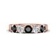 1 - Wenda 1.31 ctw (4.00 mm) Round Black Diamond & Natural Diamond Side Gallery 5 Stone Wedding Band 