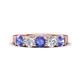 1 - Wenda 1.19 ctw (4.00 mm) Round Tanzanite & Natural Diamond Side Gallery 5 Stone Wedding Band 