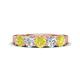 1 - Wenda 1.25 ctw (4.00 mm) Round Yellow Diamond & Natural Diamond Side Gallery 5 Stone Wedding Band 