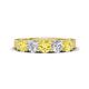 1 - Wenda 1.29 ctw (4.00 mm) Round Yellow Sapphire & Natural Diamond Side Gallery 5 Stone Wedding Band 
