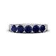 1 - Wenda 1.50 ctw (4.00 mm) Round Blue Sapphire Side Gallery 5 Stone Wedding Band 