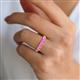 3 - Wenda 1.32 ctw (4.00 mm) Round Pink Sapphire Side Gallery 5 Stone Wedding Band 