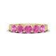 1 - Wenda 1.32 ctw (4.00 mm) Round Pink Sapphire Side Gallery 5 Stone Wedding Band 