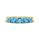 1 - Wendy 1.10 ctw (4.00 mm) Round Blue Topaz Side Gallery 5 Stone Wedding Band 