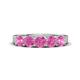 1 - Wendy 1.32 ctw (4.00 mm) Round Pink Sapphire Side Gallery 5 Stone Wedding Band 