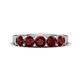 1 - Wendy 1.58 ctw (4.00 mm) Round Red Garnet Side Gallery 5 Stone Wedding Band 