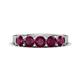 1 - Wenda 1.58 ctw (4.00 mm) Round Rhodolite Garnet Side Gallery 5 Stone Wedding Band 