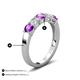 3 - Wenda 1.10 ctw (4.00 mm) Round Amethyst & Natural Diamond Side Gallery 5 Stone Wedding Band 