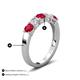 3 - Wenda 1.28 ctw (4.00 mm) Round Ruby & Natural Diamond Side Gallery 5 Stone Wedding Band 