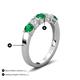 3 - Wenda 1.10 ctw (4.00 mm) Round Emerald & Natural Diamond Side Gallery 5 Stone Wedding Band 