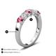 3 - Wenda 1.10 ctw (4.00 mm) Round Pink Tourmaline & Natural Diamond Side Gallery 5 Stone Wedding Band 
