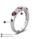3 - Wenda 1.45 ctw (4.00 mm) Round Rhodolite Garnet & Natural Diamond Side Gallery 5 Stone Wedding Band 