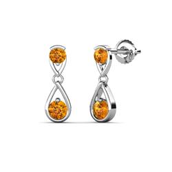 Aella ctw Citrine Dual Teardrop Women Dangle Earrings ctw Citrine Dual Teardrop Bezel set Women Dangle Earrings in K White Gold