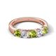 5 - Wenda 1.45 ctw (4.00 mm) Round Peridot & Natural Diamond Side Gallery 5 Stone Wedding Band 
