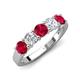 4 - Wenda 1.28 ctw (4.00 mm) Round Ruby & Natural Diamond Side Gallery 5 Stone Wedding Band 