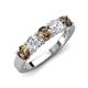 4 - Wenda 1.21 ctw (4.00 mm) Round Smoky Quartz & Natural Diamond Side Gallery 5 Stone Wedding Band 
