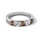5 - Wenda 1.21 ctw (4.00 mm) Round Smoky Quartz & Natural Diamond Side Gallery 5 Stone Wedding Band 